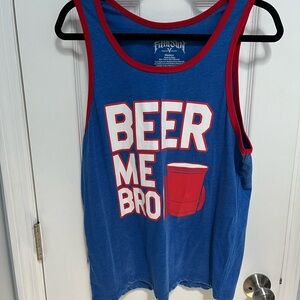 Fifth sun Men’s medium sleeveless tank top blue white red Beer me Bro